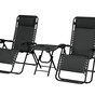 Set of 2x DELUX deckchair black + table