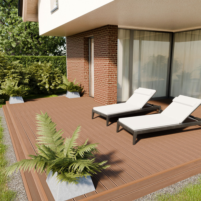 Kompozitní terasová deska BERGDECK B150 Kartáčované divoké teakové dřevo 2,4 m