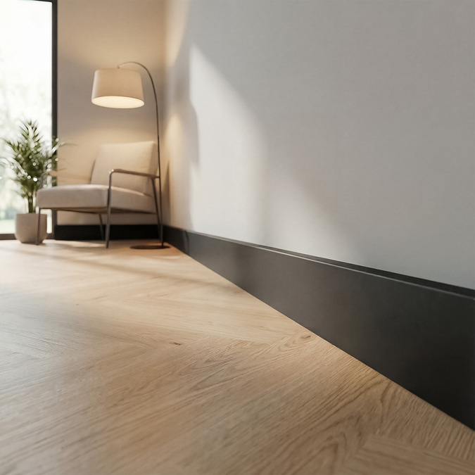 Плинтус Альфа 80 мм 2,4 м Антрацит